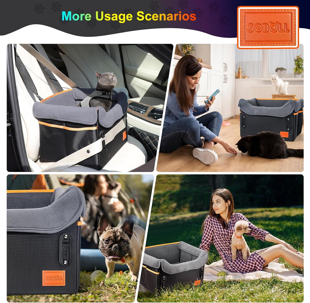 Dog Car Seat - Small Dogs Waterproof Booster Clip-On Harness and Thick Memory Foam Padding Pet Travel Bed Small Dog Car Seat Cover (Black, Small)
