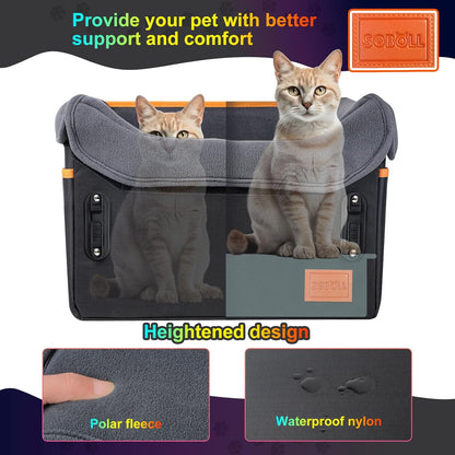 Dog Car Seat - Small Dogs Waterproof Booster Clip-On Harness and Thick Memory Foam Padding Pet Travel Bed Small Dog Car Seat Cover (Black, Small)