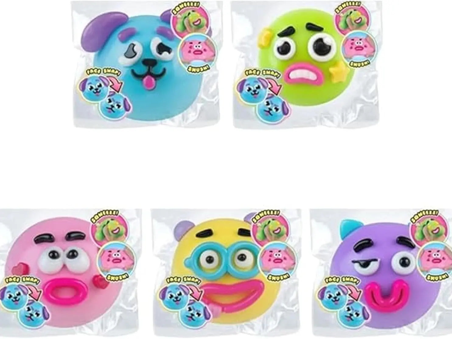 NEW Smushers Squishy Cutie Toy ,Funny Face Curiosities Dog Face Swap Squishy Soft Moldable Multisensory Stress Relief for Anxiety Safe Maltose Material Portable Sensory Decompression Party Favors