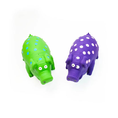 Pet Latex Pig Toy - Squeaky, Spotted, Durable Chew & Molar Toy for Dogs, Pet Puzzle Supplies