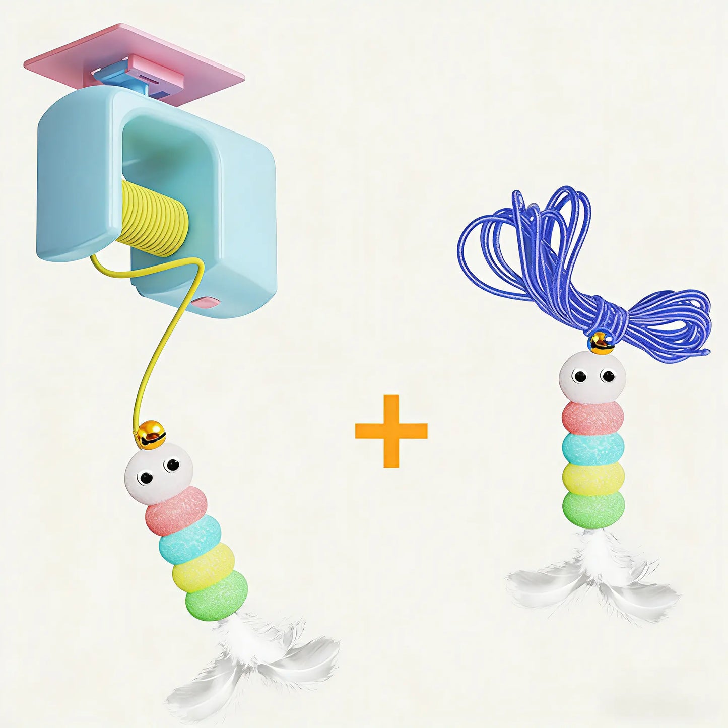 Interactive Cat Toys, Echargeable Hangingdoor Cat Toy with Replacement Toy and Elastic Rope, Automatic Electric Flying Feather Cat Toy for Chase Exercise Enrichment Stimulation, Durable Safe Hanging Toy for Bored Kittens Adult Multi Cat Households Teaser