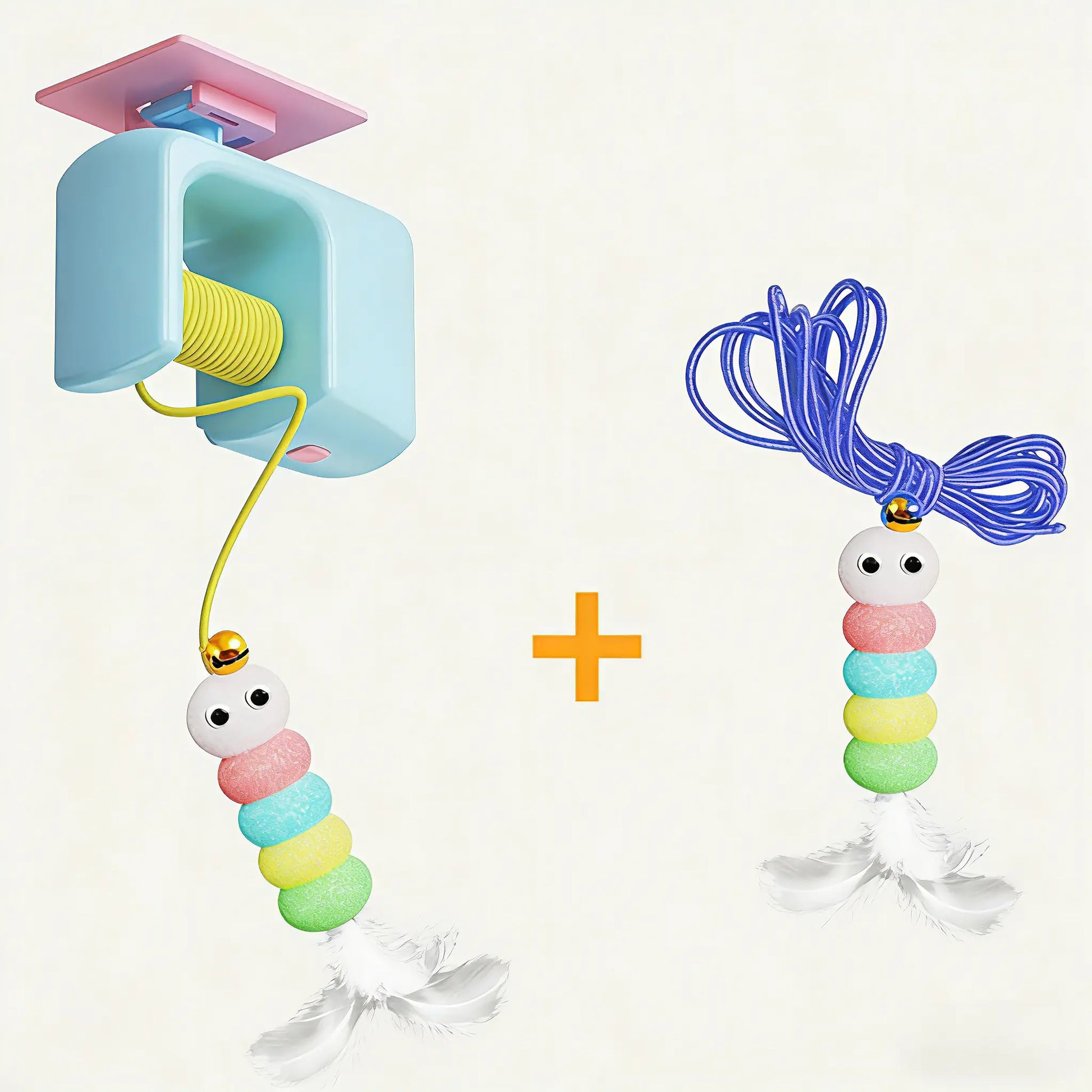 Interactive Cat Toys, Echargeable Hangingdoor Cat Toy with Replacement Toy and Elastic Rope, Automatic Electric Flying Feather Cat Toy for Chase Exercise Enrichment Stimulation, Durable Safe Hanging Toy for Bored Kittens Adult Multi Cat Households Teaser
