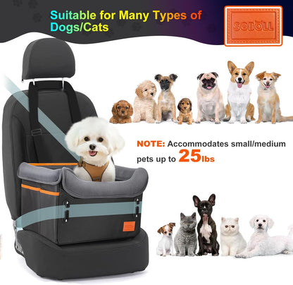 Dog Car Seat - Small Dogs Waterproof Booster Clip-On Harness and Thick Memory Foam Padding Pet Travel Bed Small Dog Car Seat Cover (Black, Small)