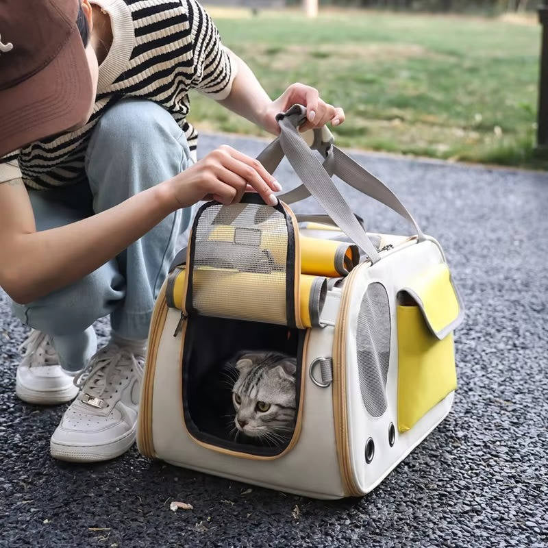 Airline Approved Pet Carrier for Cats and Small Dogs – Comfortable, Spacious, and Breathable Design with Adjustable Shoulder Strap